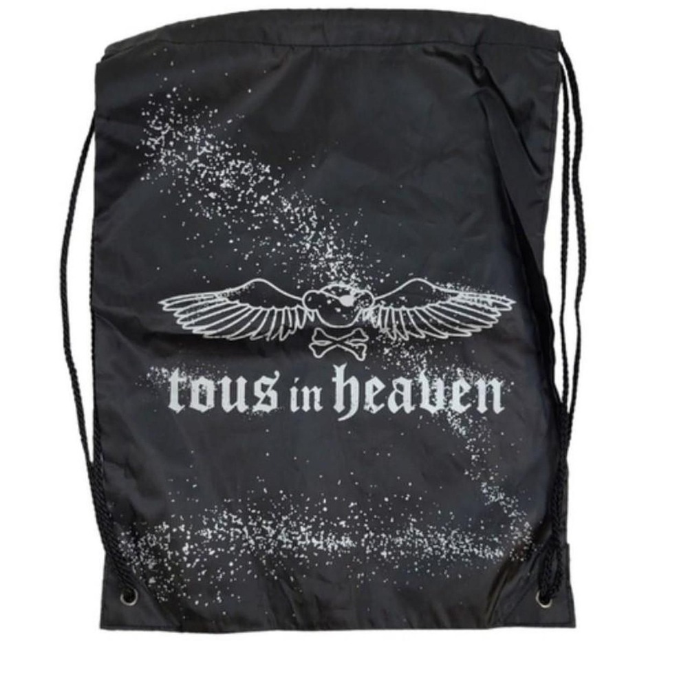 Tous in Heaven Drawstring Rave Backpack 17 In X 13.5 Dark Angel Bear